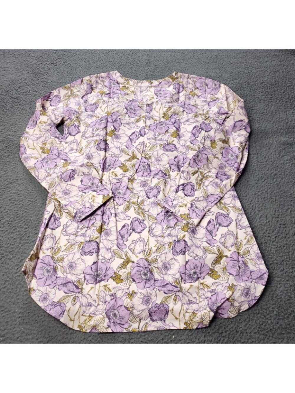 NEW $69.50 Duluth Womens M Medium Floral Wrinkle Fighter Tunic No Gape Purple - Picture 5 of 10